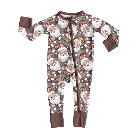 8.6Preorder(moq 5)Baby Infant Boys Long Sleeves Santa Plaid Christmas Zipper Rompers