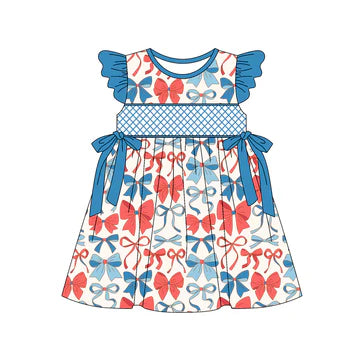 5.8 Bowknot flying sleeves colorful dress