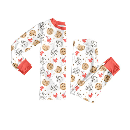 X8.14Baby Girls Christmas Cookie Milk Top Pants Lounge Wear Pajamas Sets