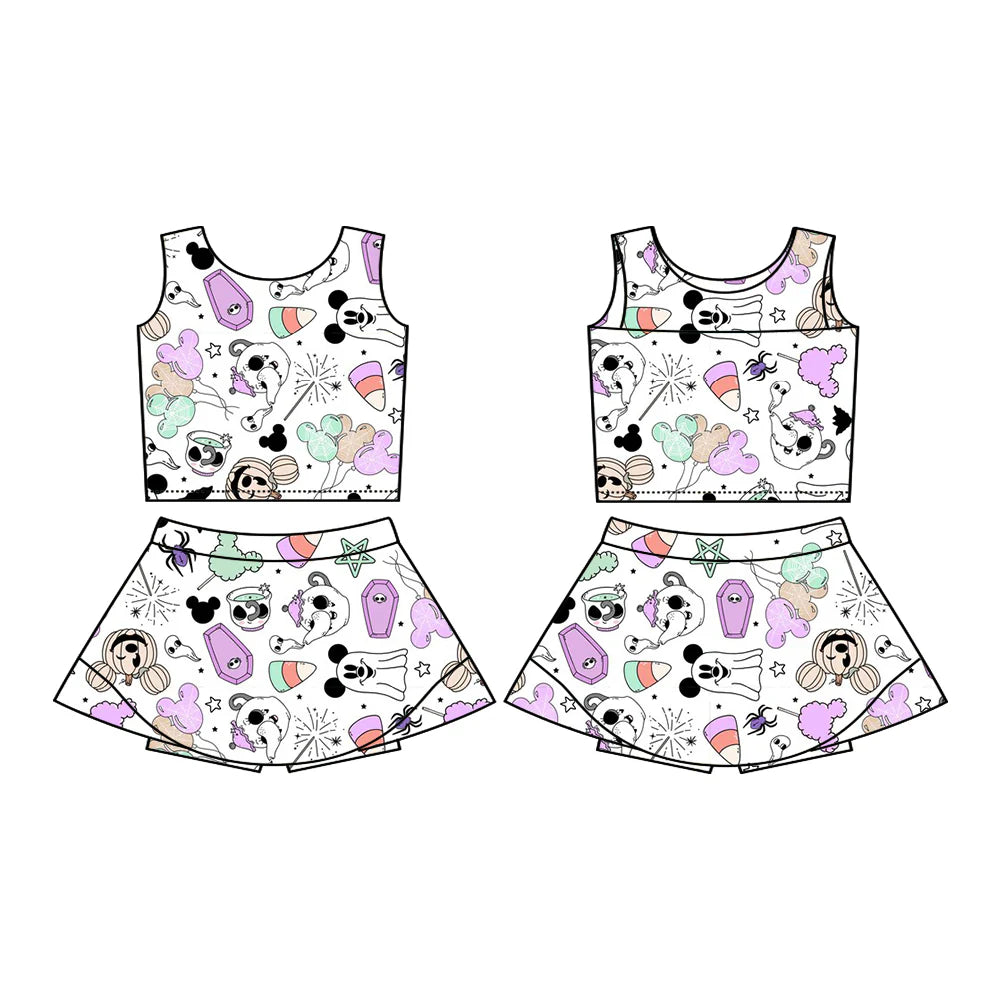 7.22Preorder (moq 5)Baby Girls Sleeveless Mouse Balloons Candy Vest Top Skorts Set