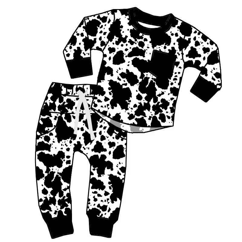 6.19 Cow Pattern Pocket Boys Long Sleeve Suit