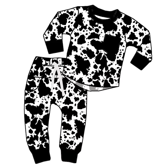 6.19 Cow Pattern Pocket Boys Long Sleeve Suit