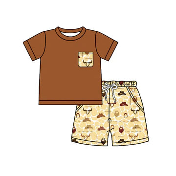 5.6 Brown Pocket Bull Head Short Sleeve Suit