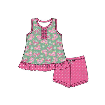 5.24 Green Floral Bow Suit
