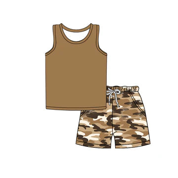 5.6 Brown Camouflage Sleeveless Boys Suit