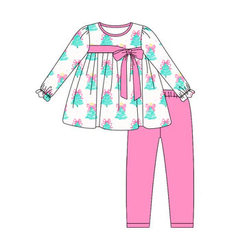 6.3 Green Bow Tie Christmas Tree Long Sleeve Cartoon Suit