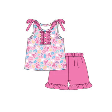 5.24 Leopard print sling pink bow suit