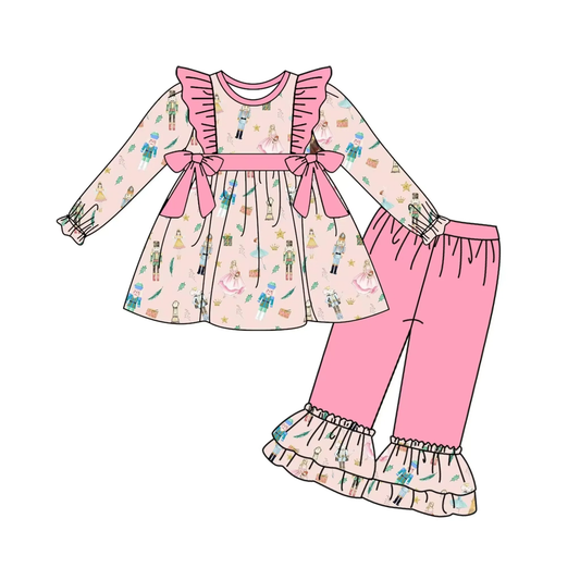 6.27 Christmas bow pink long-sleeved suit