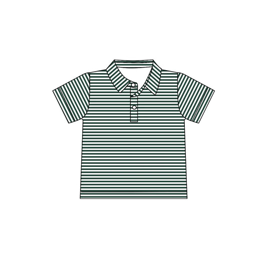 8.5Preorder(moq 5) Baby Boys Green Stripes Team Short Sleeve Tee Pullovers Shirts Tops