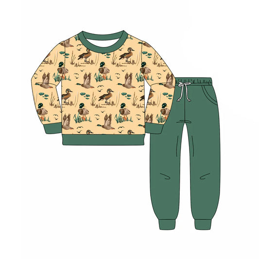 8.8Preorder(moq 5) Baby Boys Ducks Shirts Top Pockets Legging Pants Western Set