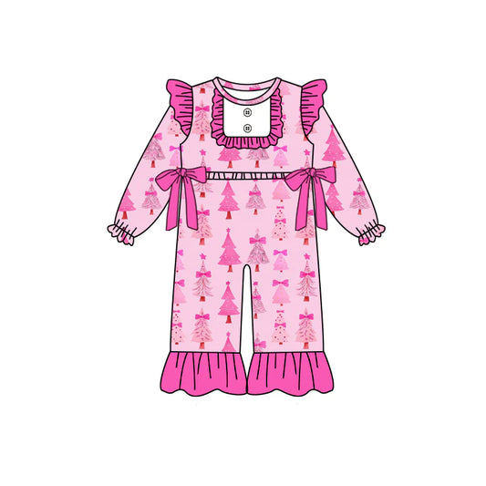 X8.14Baby Girls Christmas Pink Trees Bows Rompers