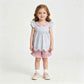 RTS No moq milk silk GSSO3490 Baby Girls Flowers Stripe Collar Scallop Tunic Ruffle Short Clothes Sets