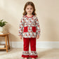 NEW RTS NO MOQ milk silk GLP3457 Baby Girls Red Green Checked Santa Print Pocket Long Sleeve Tunic Ruffle Pants Christmas Set