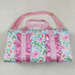 4.19BA0290 Gym bag with pink lace and flowers and leaves