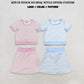 RTS NO MOQ Sibling yoga Baby Girls Pink Blue Stripe Short Sleeve Shirts Skirt Short Yoga Active Clothes Sets