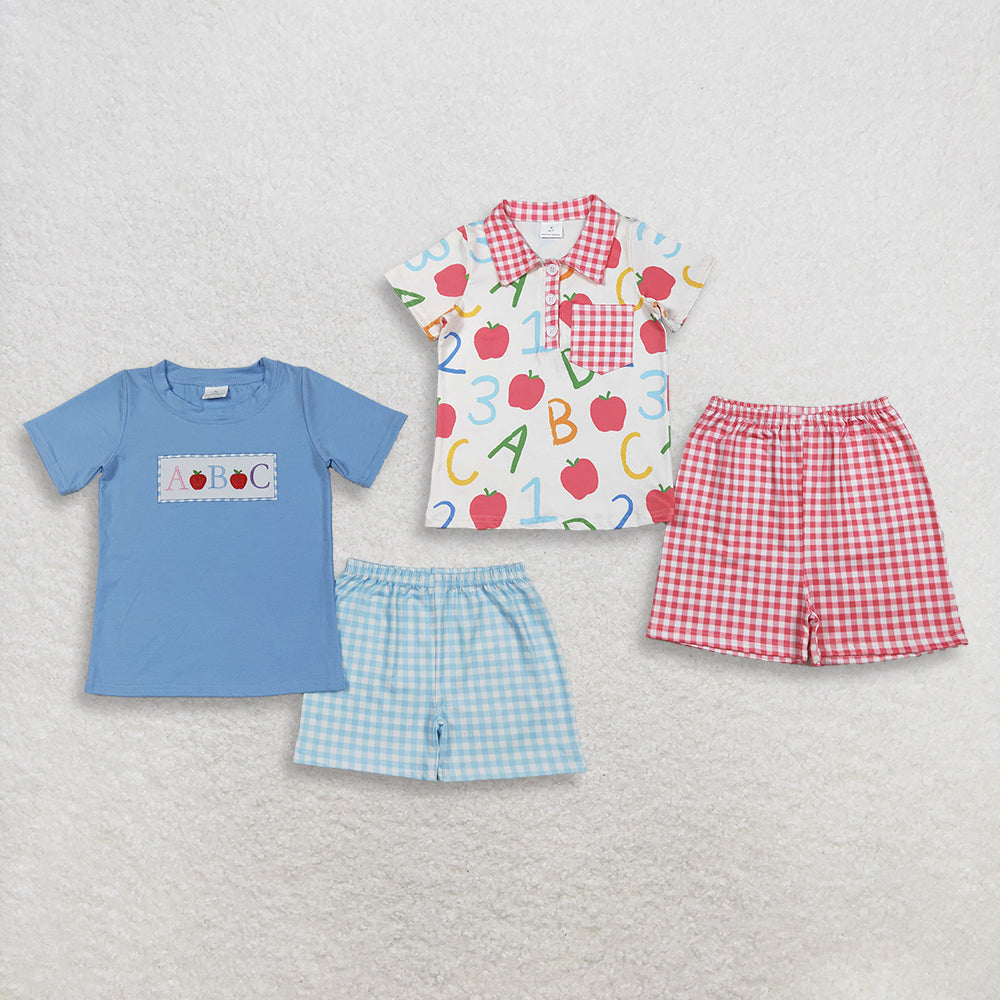 3.28 Sibling Baby Kids Short sleeves ABC apple kids boys back to school outfits