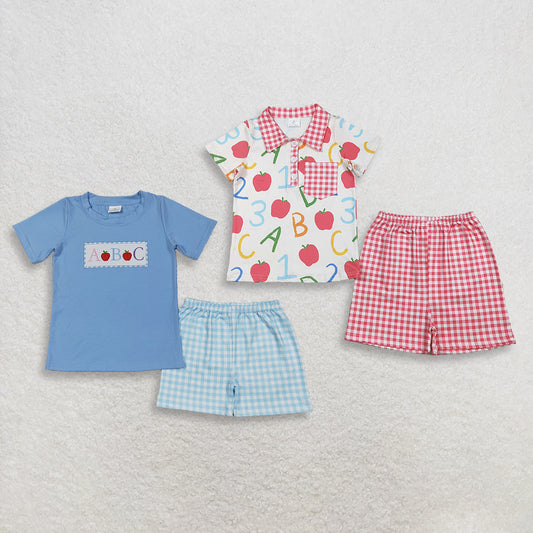 3.28 Sibling Baby Kids Short sleeves ABC apple kids boys back to school outfits