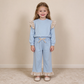 NEW RTS NO MOQ cotton GLP3696（GT1843+P1152）Baby Girls Light Blue Stripe Flutter Sleeve Top Pockets Ruffle Pant Clothes Set Cute Casual Outfit