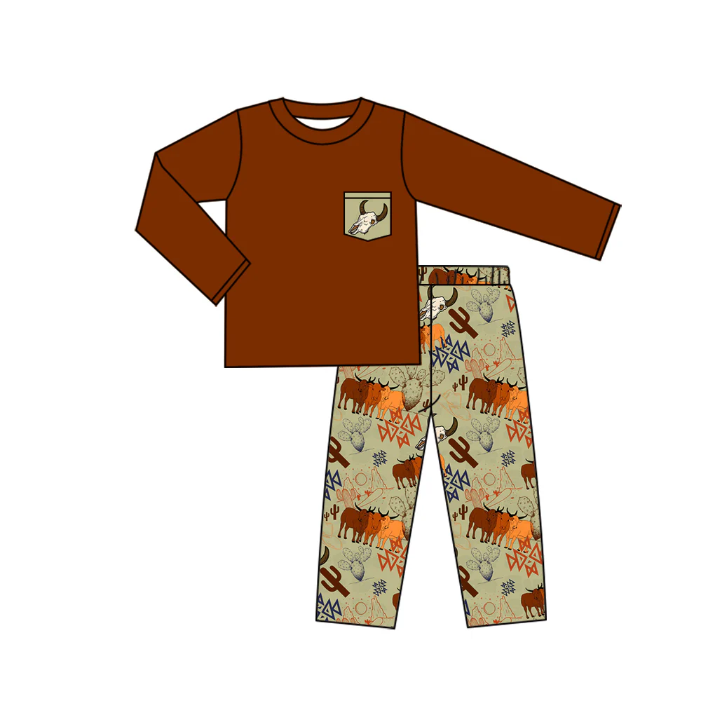 5.14 Bull head brown cactus boy suit