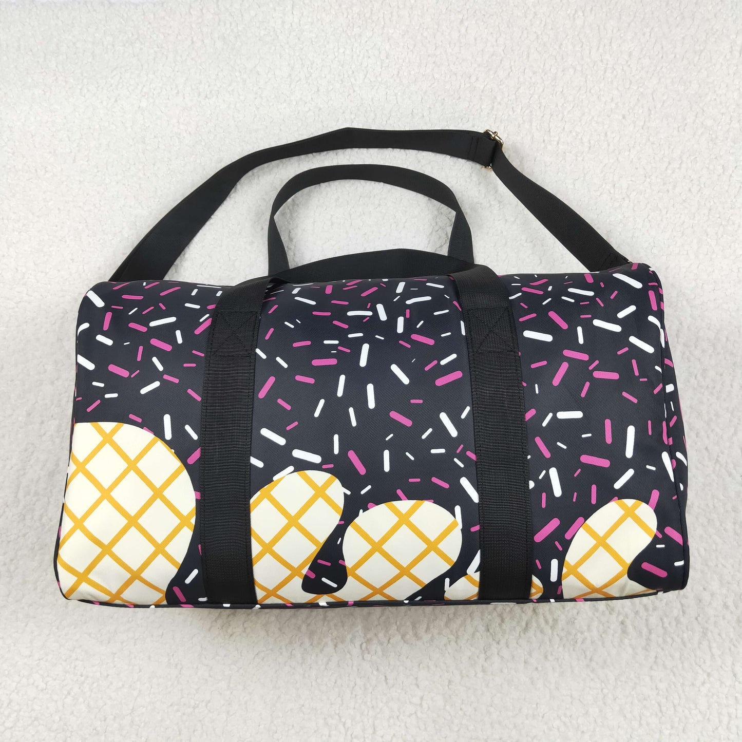 5.21 BA0303 Waffle Ice Cream Black Gym Bag