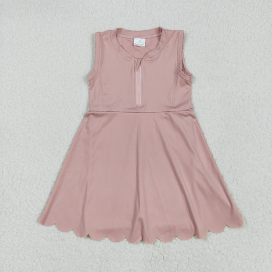 5.7  GSD2086 Pure pink zippered yoga sleeveless dress