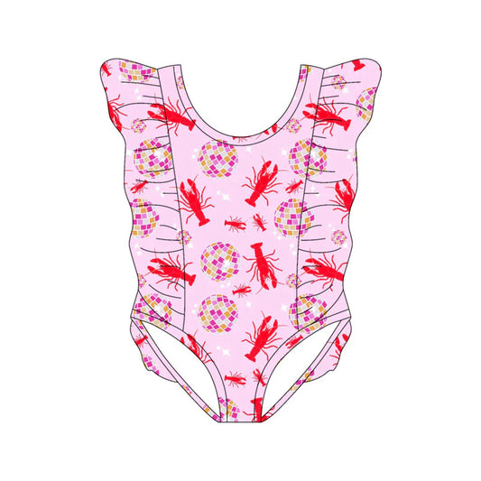 X11.18Preorder(moq 5) Baby Girls Crayfishes Balls Ruffle Swimsuits