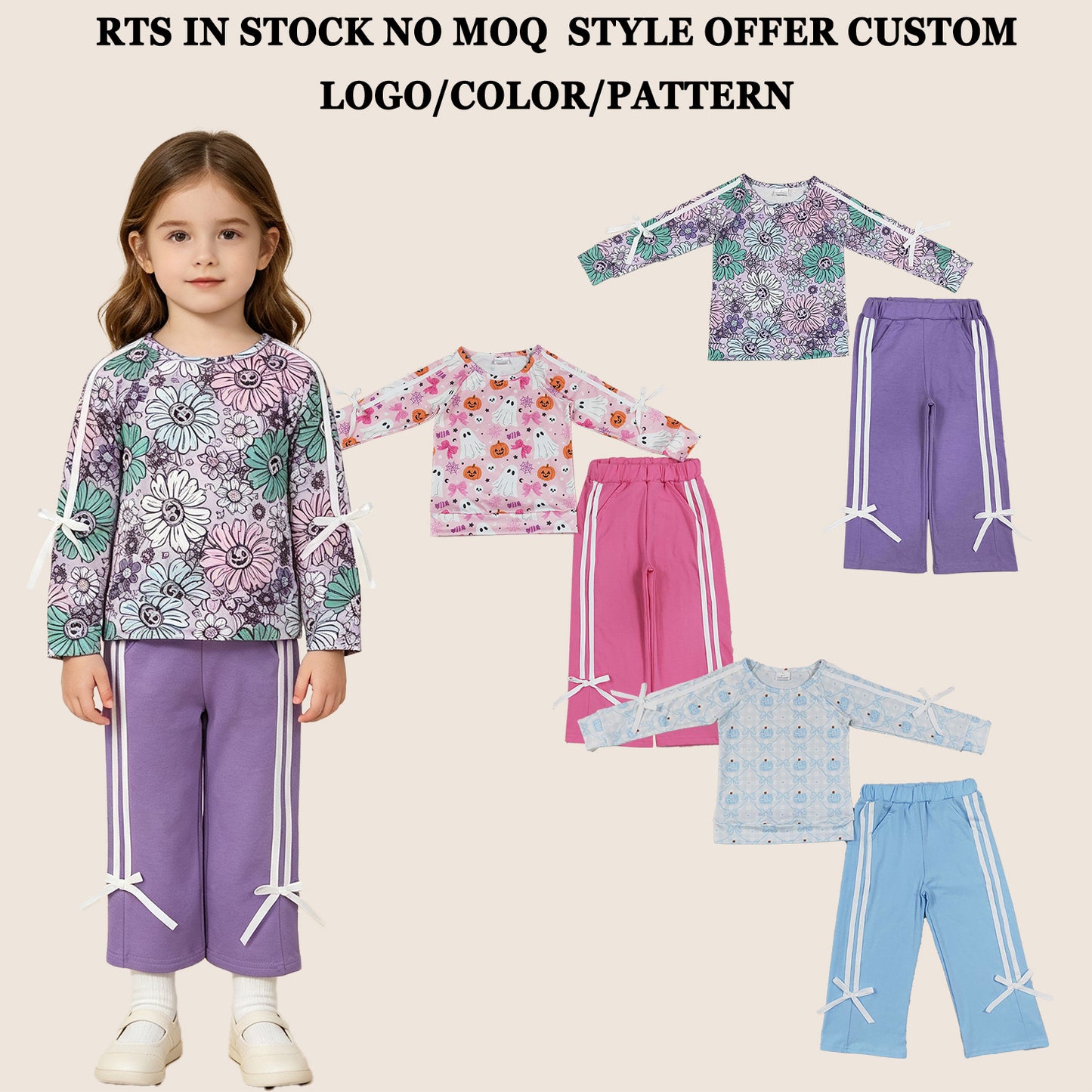 RTS NO MOQ Sibling milk silk Baby Girls Stripe Bows Santa Print Pockets Tunic Ruffle Pant Christmas Holiday Matching Outfit Clothes Sets