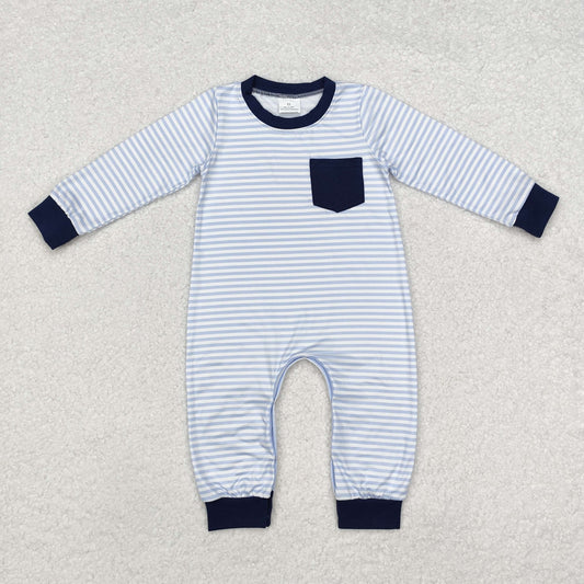 LR1805 Navy blue long-sleeved jumpsuit with pocket stripes