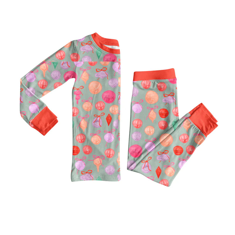 7.16Preorder (moq 5)Baby Girls Long Sleeves Lights Bows Plaid Top Pants Pajamas Set