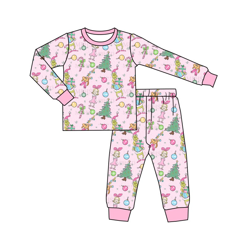 5.13 Christmas tree cartoon festival girl pink suit
