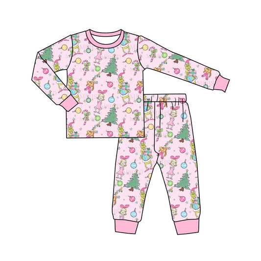 5.13 Christmas tree cartoon festival girl pink suit