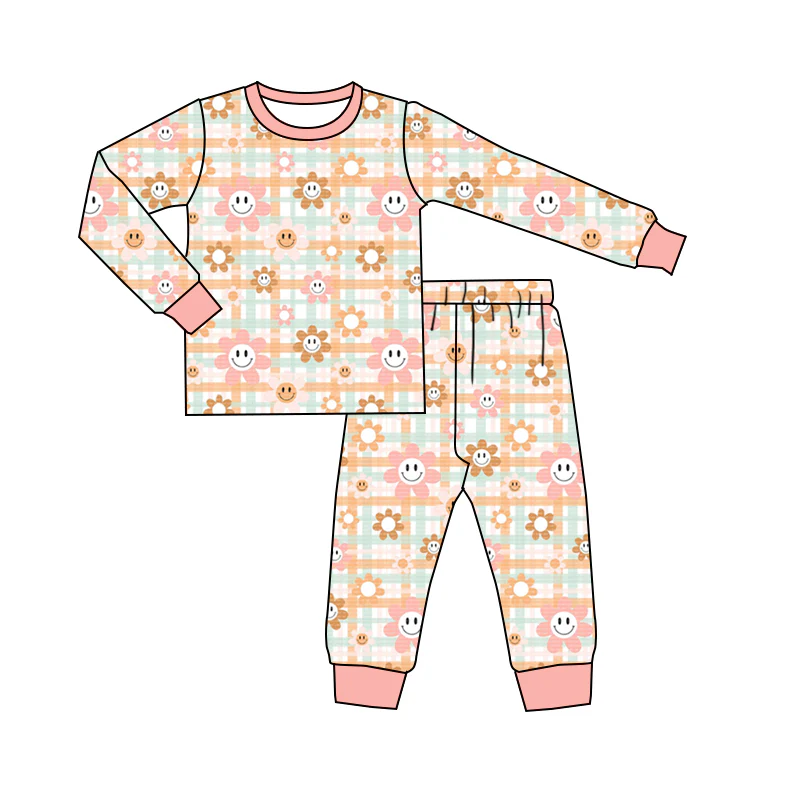 5.13 Smiley face flower long sleeve suit