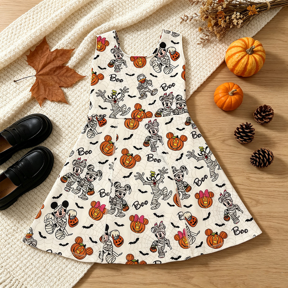 RTS NO MOQ yoga GSD4291 Baby Girls Cartoon Mouses Pumpkins Boo Halloweens Yoga Active Short Dress