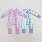 RTS NO MOQ Sibling milk silk Baby Girls And Boys Valentines Day Heart Print Striped Long Sleeve Zip Up Romper