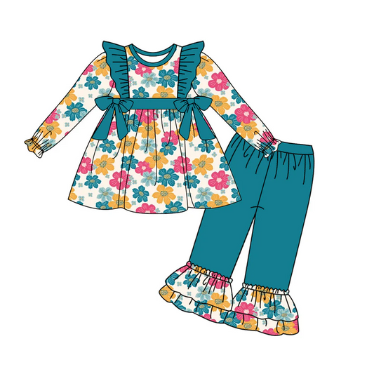 5.20 Flower dark green long-sleeved suit