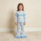 NEW RTS NO MOQ milk silk GLP3451 Baby Girls Blue Bow Santa Stripe Print Long Sleeve Top Bell Bottom Flare Pants Christmas Set