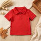 NEW RTS NO MOQ yoga fabric cotton GT1728 Yoga Baby Girls Red Short Sleeve Button Polo Yoga T Shirt Top