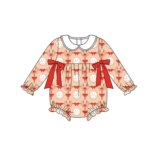 X8.15Baby Infant Christmas Reindeer Bows Long Sleeve Rompers