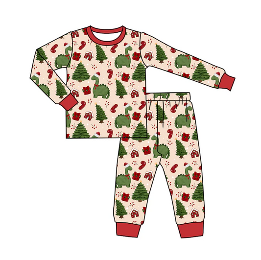 5.20 Dinosaur Christmas Tree Long Sleeve Suit