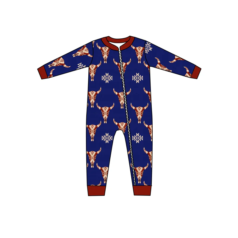 5.16 Bull head blue long-sleeved toddler clothes