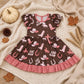 NEW RTS NO MOQ milk silk GSD0748 Baby Girls Boots Yee Haw Western Ruffle Knee Length Dresses