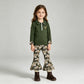 NEW RTS NO MOQ milk silk GLP3369（GT1694+P1035） Embroidery Baby Girls Green Deer Embroidery Zip Pocket Top Scallop Pants Casual Outfit Sets