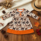 NEW RTS NO MOQ milk silk GLD1708 Baby Girls Halloween Floral Print Button Front Ruffle Hem Knee Length Dress
