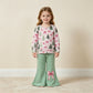 NEW RTS NO MOQ milk silk GLP3539 Baby Girls Christmas Tree Bow Print Long Sleeve Top Flare Pants Christmas Casual Outfit