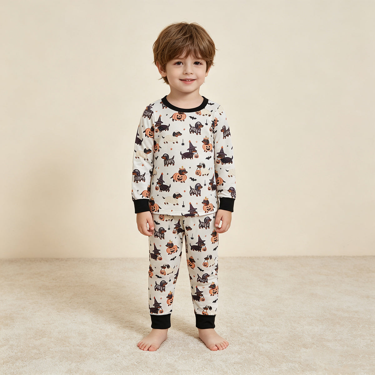 NEW RTS NO MOQ milk silk BLP1548 Baby Boys Ghost Pumpkin Dogs Top Pockets Joggers Halloween Clothes Set