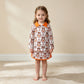 NEW RTS NO MOQ milk silk GLD1602 Baby Girls Long Sleeve Bow Leaf Print Zip Pullover Top Skirt Set