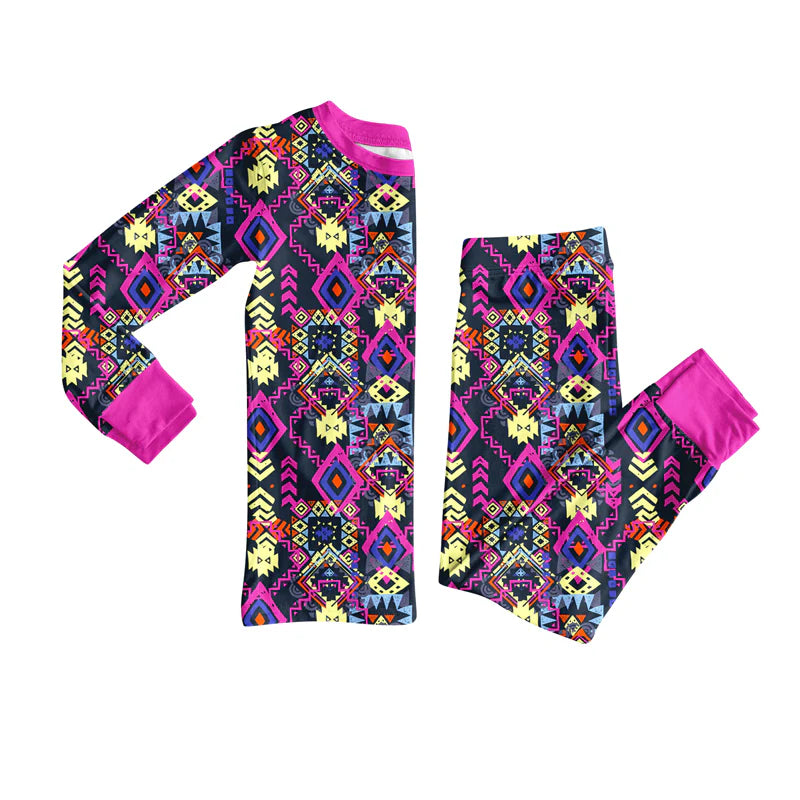 8.11Preorder(moq 5) Baby Girls Aztec Western Top Pants Lounge Wear Pajamas Sets