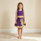 NEW RTS NO MOQ Yoga GSD4267 Baby Girls Purple Gold Vest Bows Skirt Short Yoga Active Scallop Clothes Set