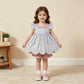RTS No moq milk silk GSSO3490 Baby Girls Flowers Stripe Collar Scallop Tunic Ruffle Short Clothes Sets