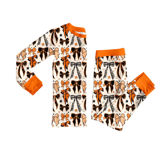 7.11Preorder (moq 5)Baby Girls Long Sleeves Colorful Bows Stars Plaid Top Pants Pajamas Set